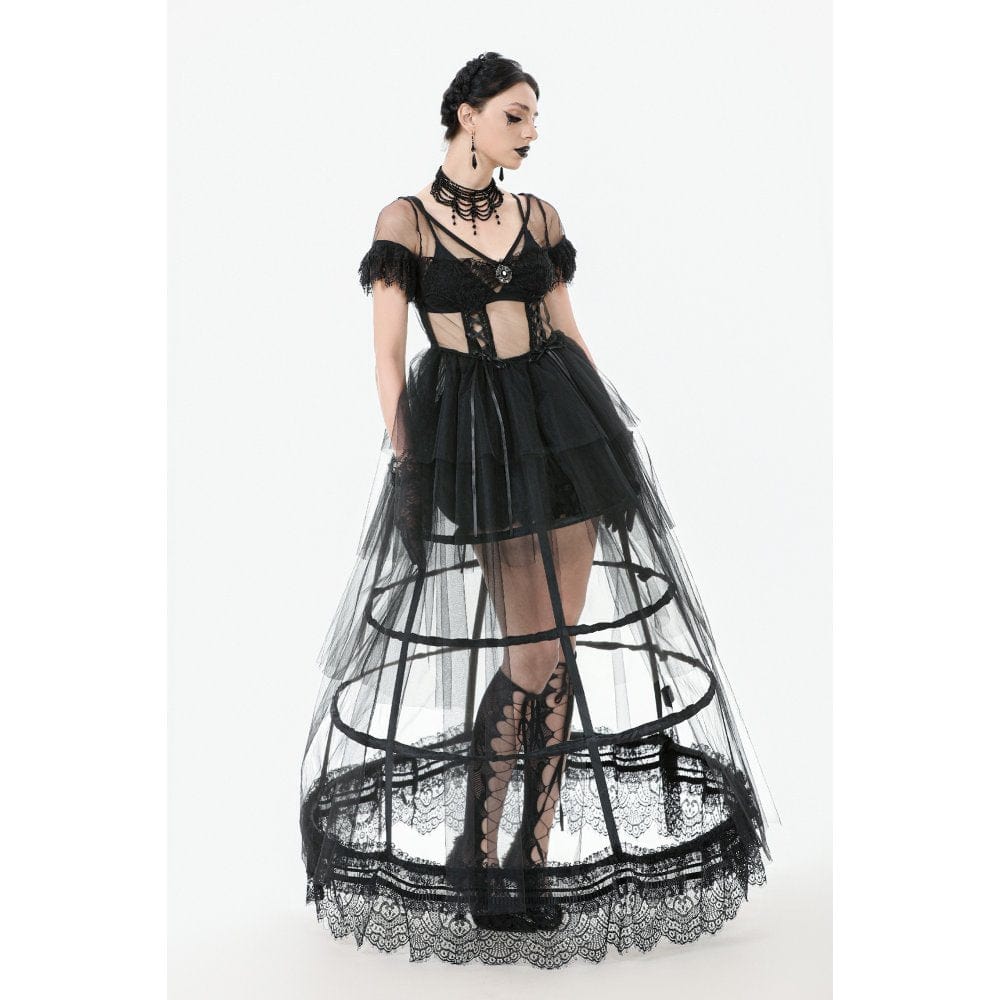 Darkinlove Women's Gothic Multilayer Sheer Mesh Dress
