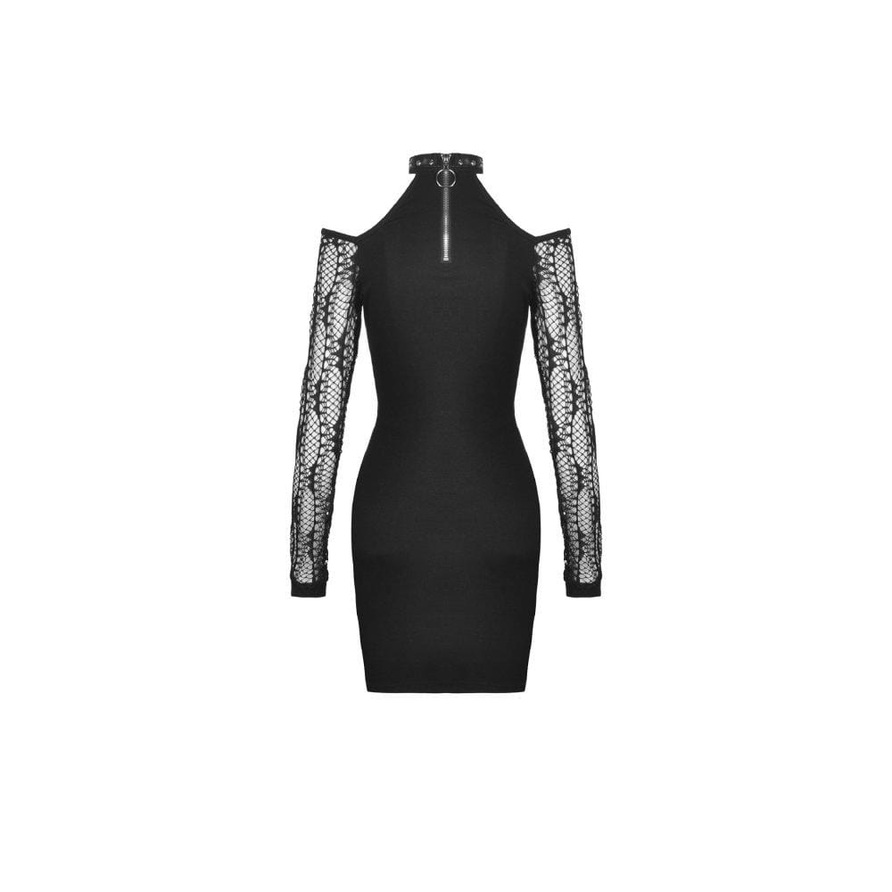 Darkinlove Women's Gothic Net Sleeve Halter Dresses