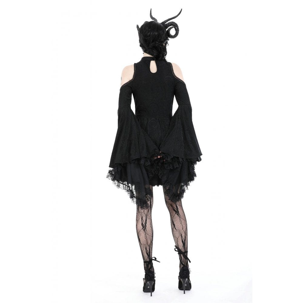 Darkinlove Women's Gothic Off Shoulder Lace Splice Dress