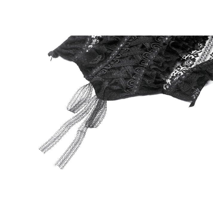 Darkinlove Women's Gothic Off Shoulder Ruffles Lace Top