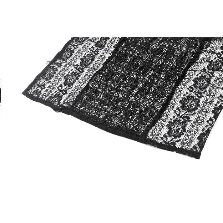 Darkinlove Women's Gothic Off Shoulder Ruffles Lace Top