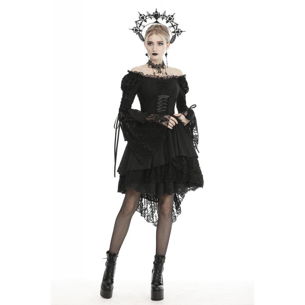 Darkinlove Women's Gothic Off-shoulder Strappy Mesh Dresses