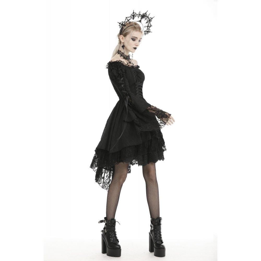 Darkinlove Women's Gothic Off-shoulder Strappy Mesh Dresses