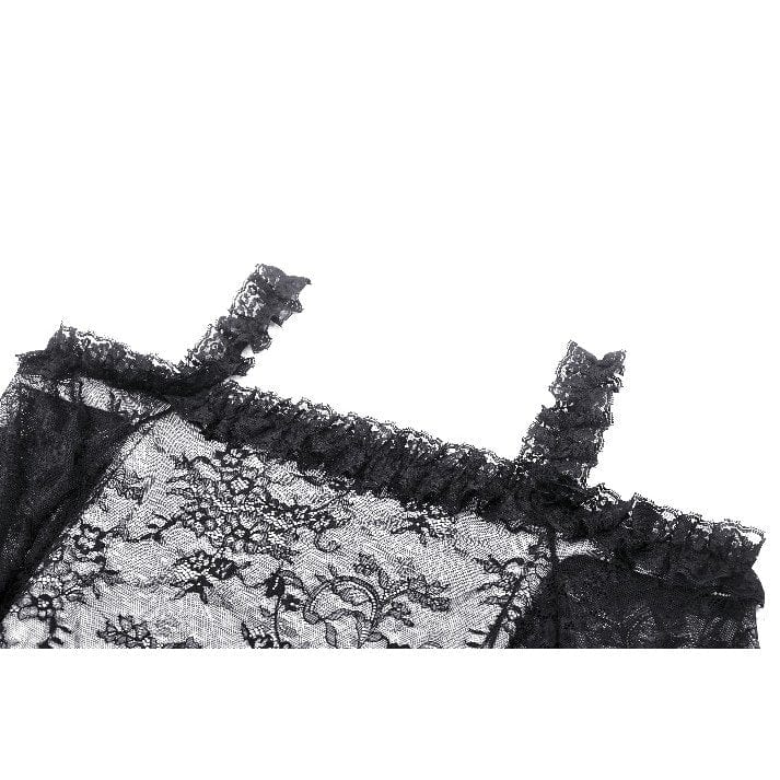 Darkinlove Women's Gothic Off-the-Shoulder Flared Sleeved Lace Shirt