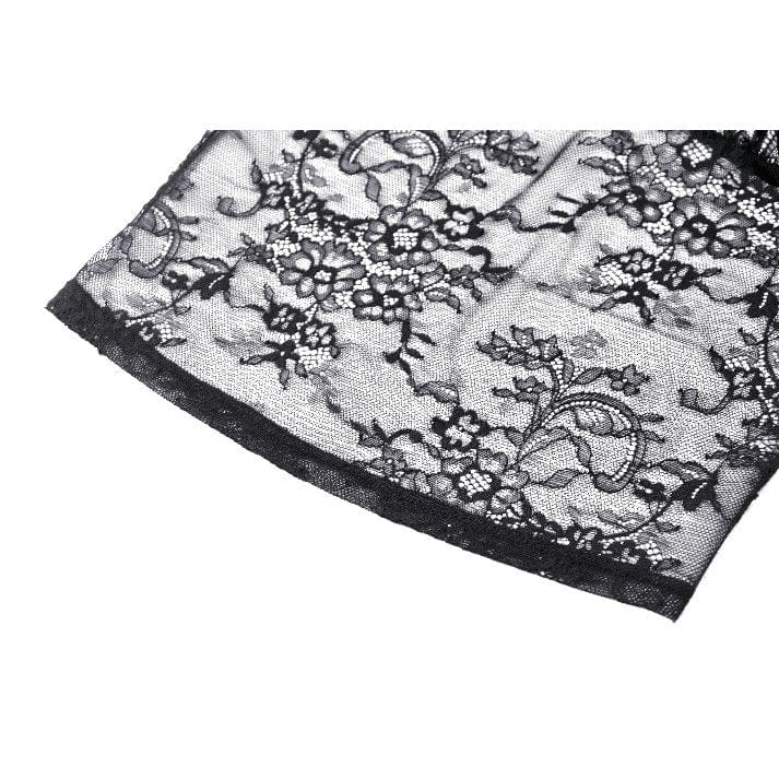 Darkinlove Women's Gothic Off-the-Shoulder Flared Sleeved Lace Shirt