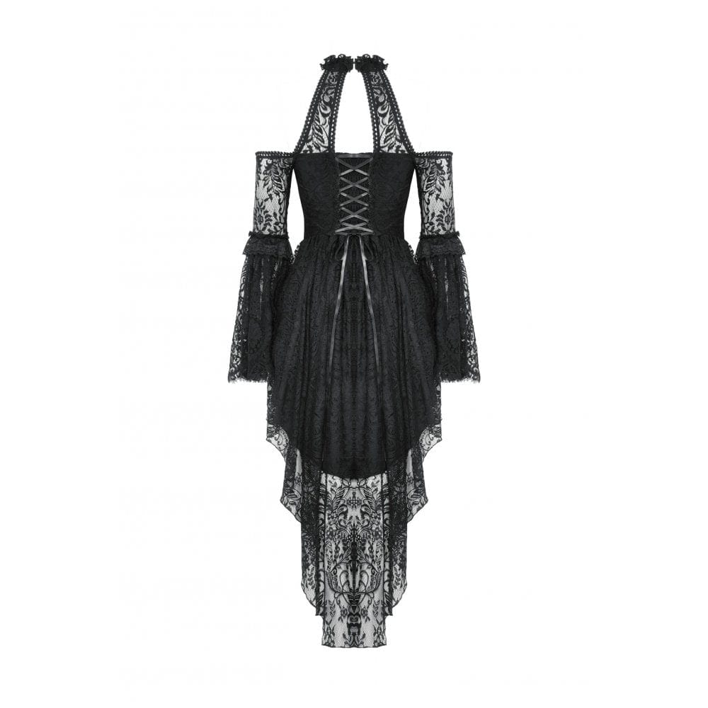 Darkinlove Women's Gothic Off-the-Shoulder High/Low Lace Evening Dress