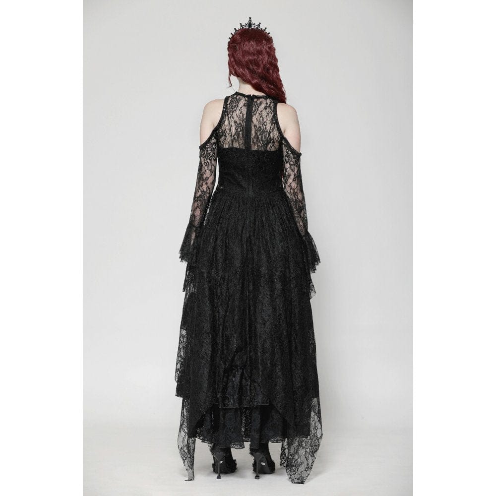 Darkinlove Women's Gothic Off-the-Shoulder Irregular Lace Dress