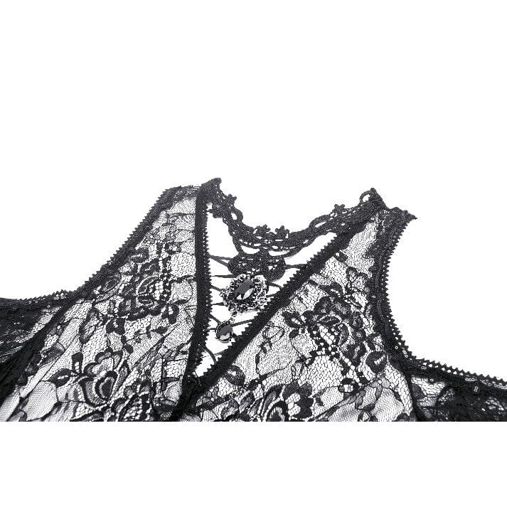 Darkinlove Women's Gothic Off-the-Shoulder Irregular Lace Dress