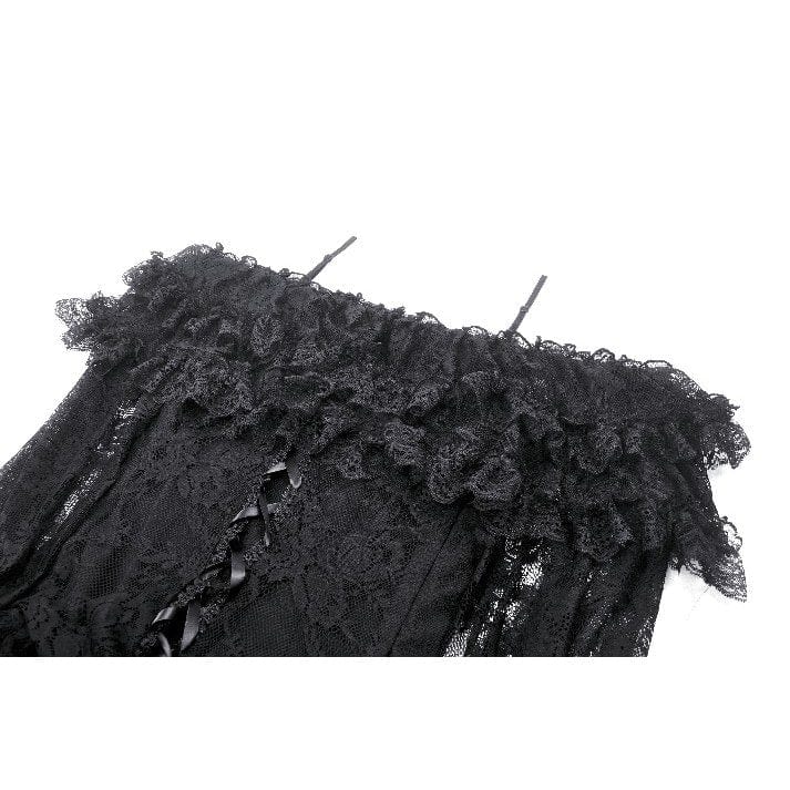 Darkinlove Women's Gothic Off-the-Shoulder Ruffled Lace Splice Prom Dress