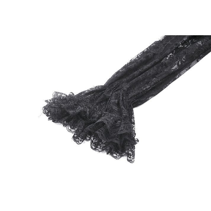 Darkinlove Women's Gothic Off-the-Shoulder Ruffled Lace Splice Prom Dress