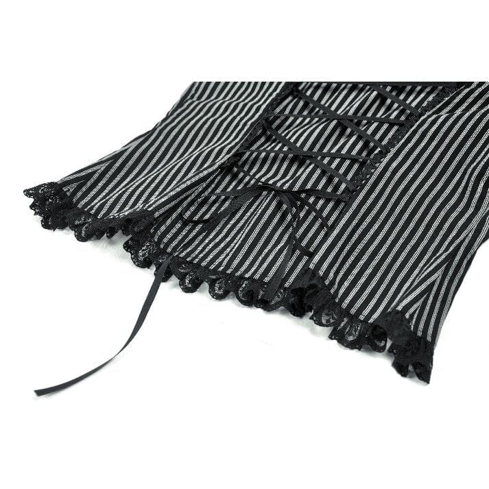 Darkinlove Women's Gothic Pinstripe Peter Pan Collar Long Sleeved Shirt