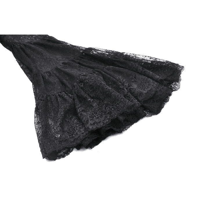 Darkinlove Women's Gothic Plunging Flared Sleeved Lace Shirt