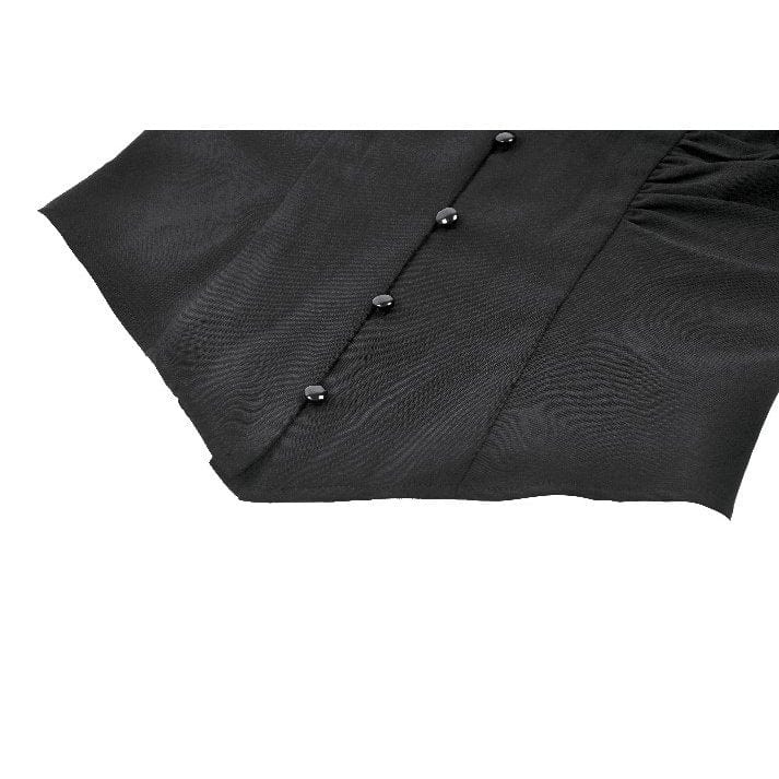 Darkinlove Women's Gothic Plunging Pleated Puff Short Sleeved Blouse