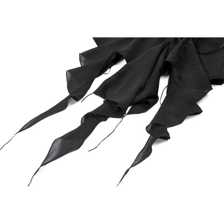 Darkinlove Women's Gothic Plunging Pleated Puff Short Sleeved Blouse