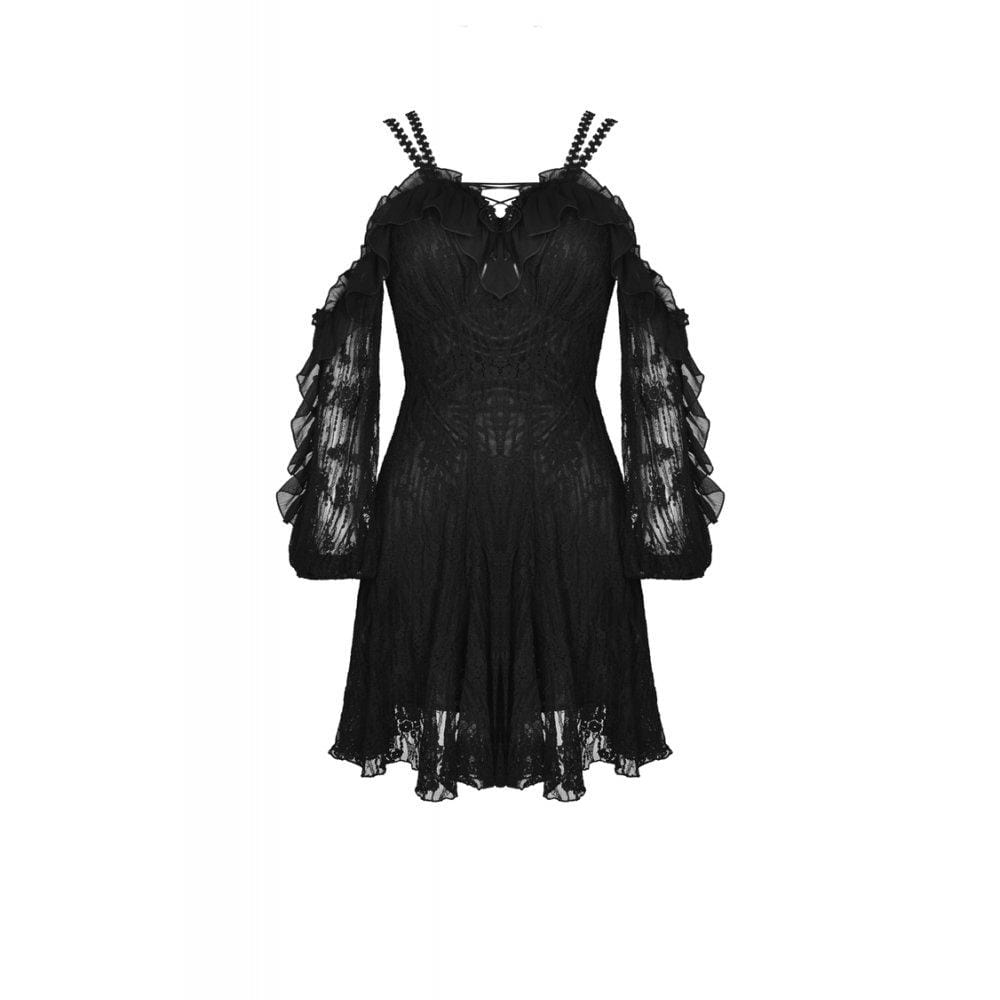 Darkinlove Women's Gothic princess off shoulder sexy lace dress