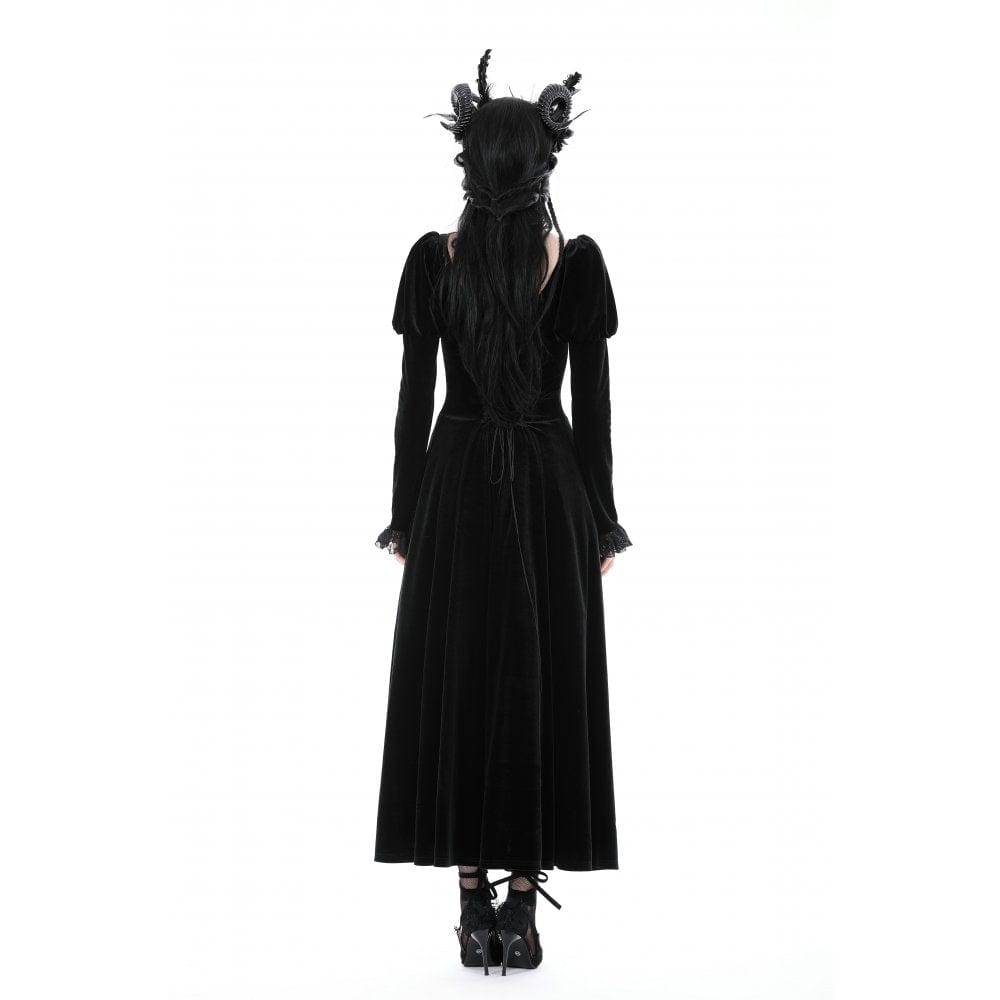 Darkinlove Women's Gothic Puff Sleeved High-low Velvet Dress