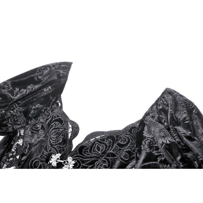 Darkinlove Women's Gothic Puff Sleeved Lace Splice Velvet Coat