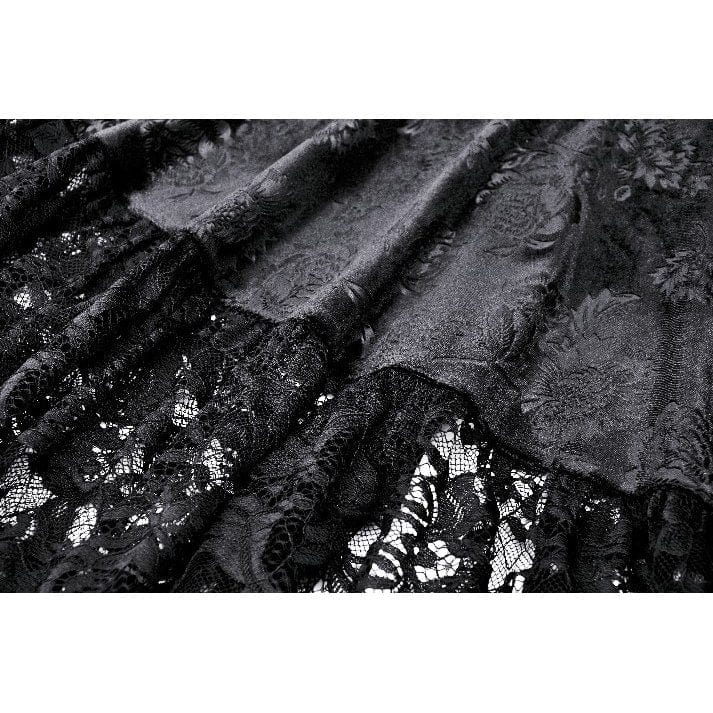 Darkinlove Women's Gothic Puff Sleeved Lace Splice Velvet Coat