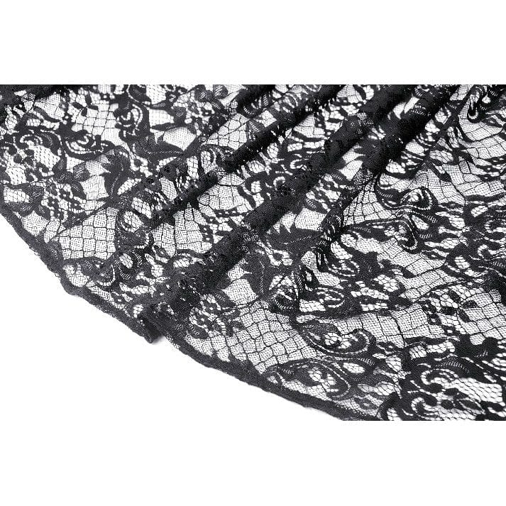 Darkinlove Women's Gothic Puff Sleeved Lace Splice Velvet Coat