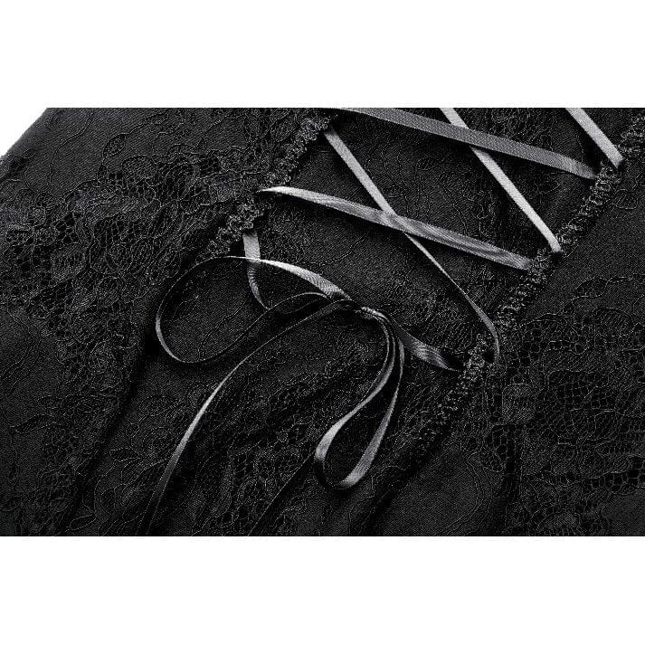 Darkinlove Women's Gothic Puff Sleeved Two-piece Lace Maxi Dress