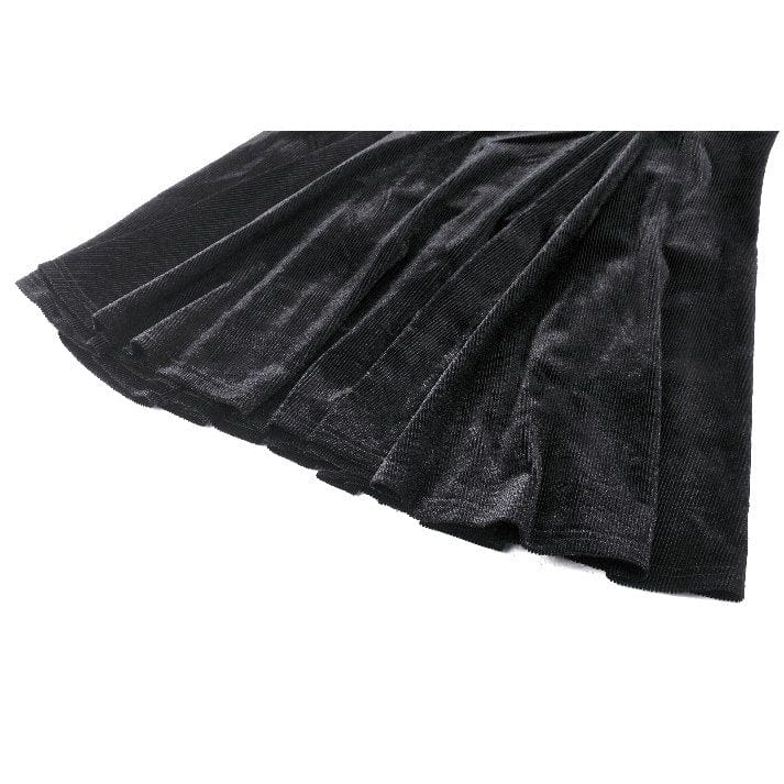 Darkinlove Women's Gothic Puff Sleeved Velvet Homecoming Dress