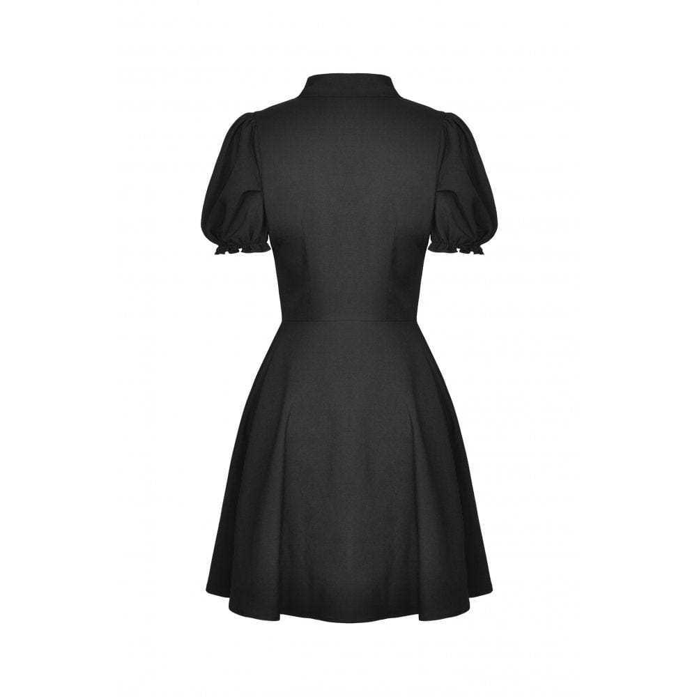 Darkinlove Women's Gothic Red Heart Contrast Color Shirt Dress