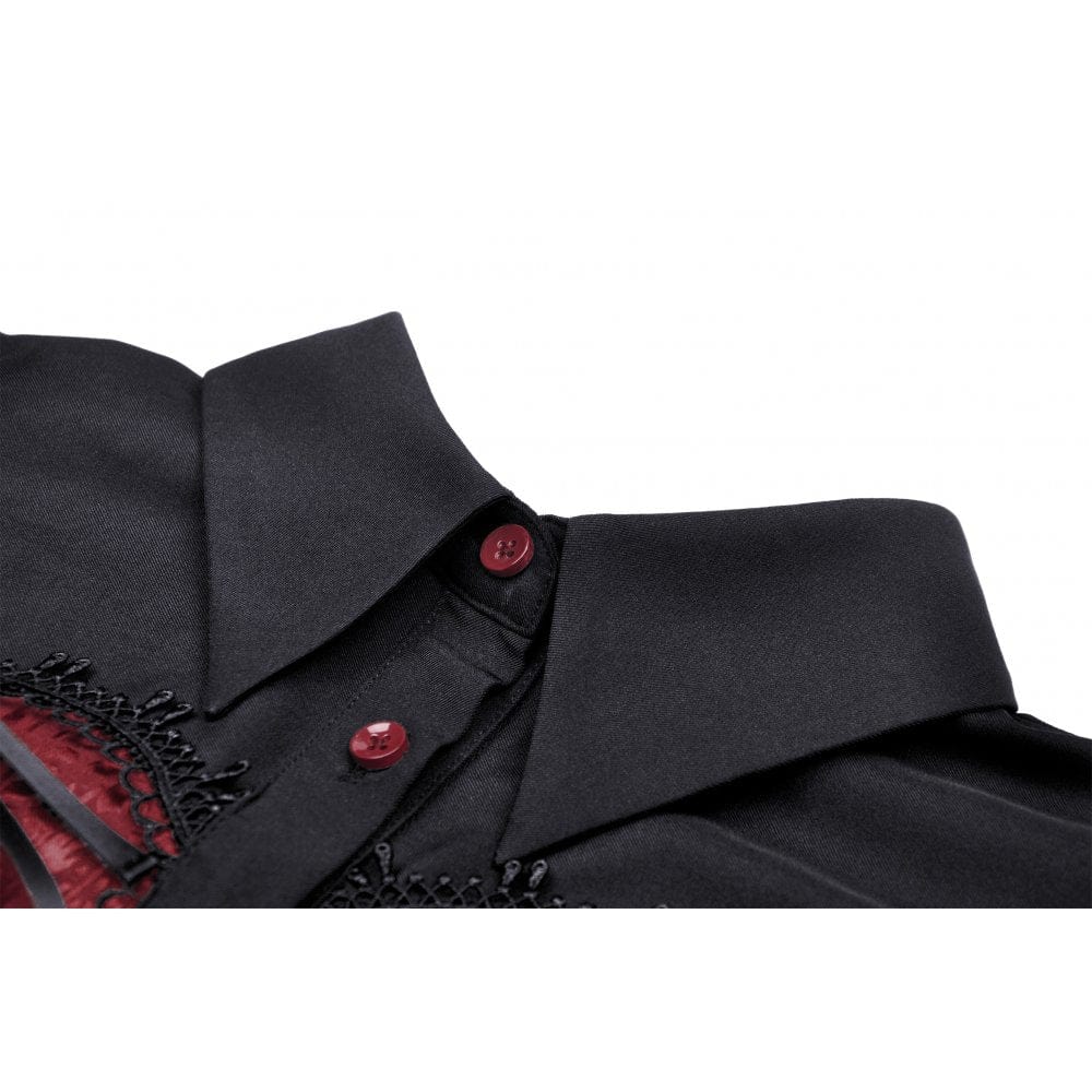 Darkinlove Women's Gothic Red Heart Contrast Color Shirt Dress