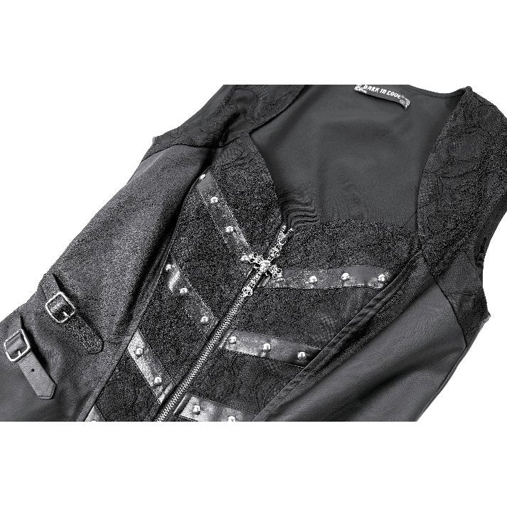Darkinlove Women's Gothic Rivet Buckle Strap Zipper Vest