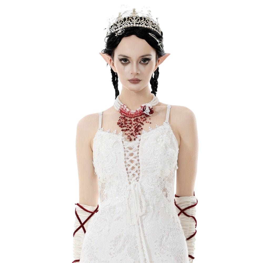 Darkinlove Women's Gothic Rose Beaded Multilayer Pearl Necklace