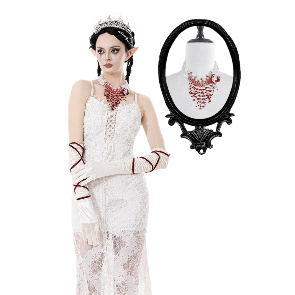 Darkinlove Women's Gothic Rose Beaded Multilayer Pearl Necklace