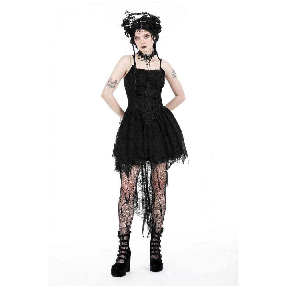 Darkinlove Women's Gothic Rose High-low Slip Dress