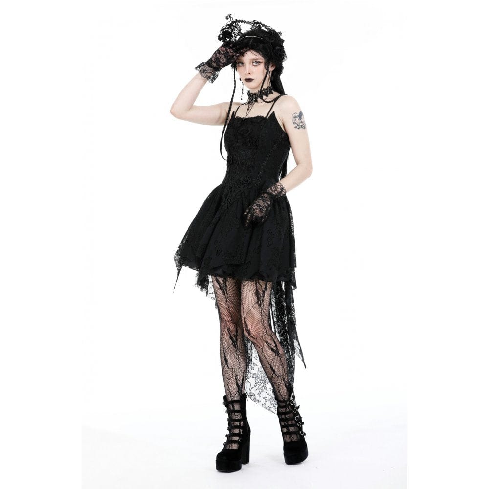 Darkinlove Women's Gothic Rose High-low Slip Dress