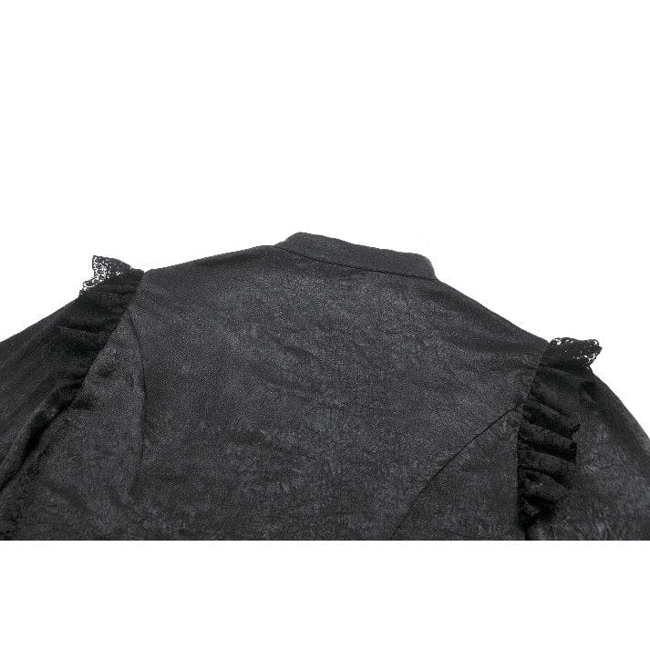 Darkinlove Women's Gothic Ruffle Lace Splice Lantern Sleeved Shirt