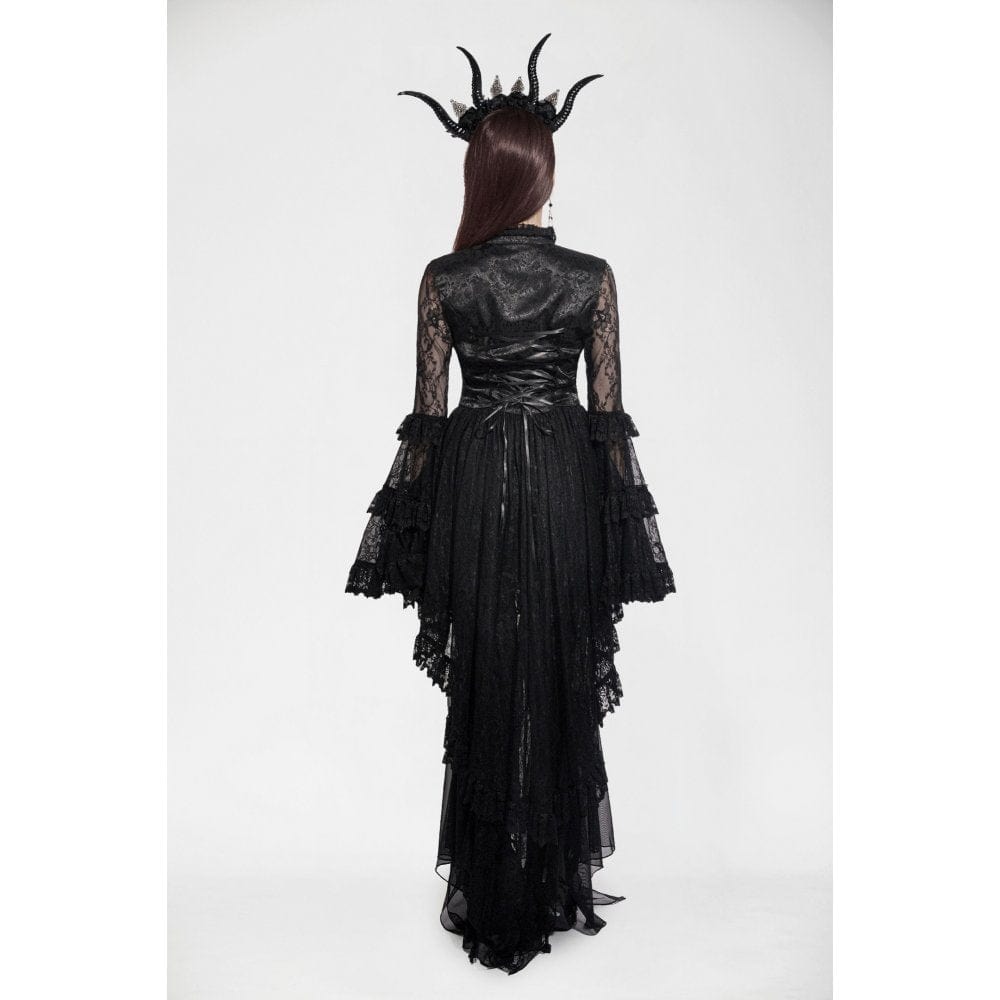 Darkinlove Women's Gothic Ruffled Lace High/Low Coat