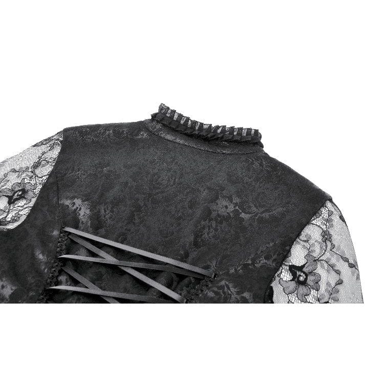 Darkinlove Women's Gothic Ruffled Lace High/Low Coat