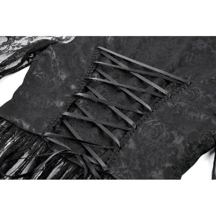 Darkinlove Women's Gothic Ruffled Lace High/Low Coat