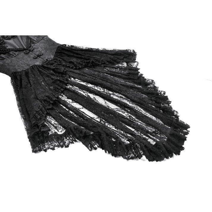 Darkinlove Women's Gothic Ruffled Lace High/Low Coat