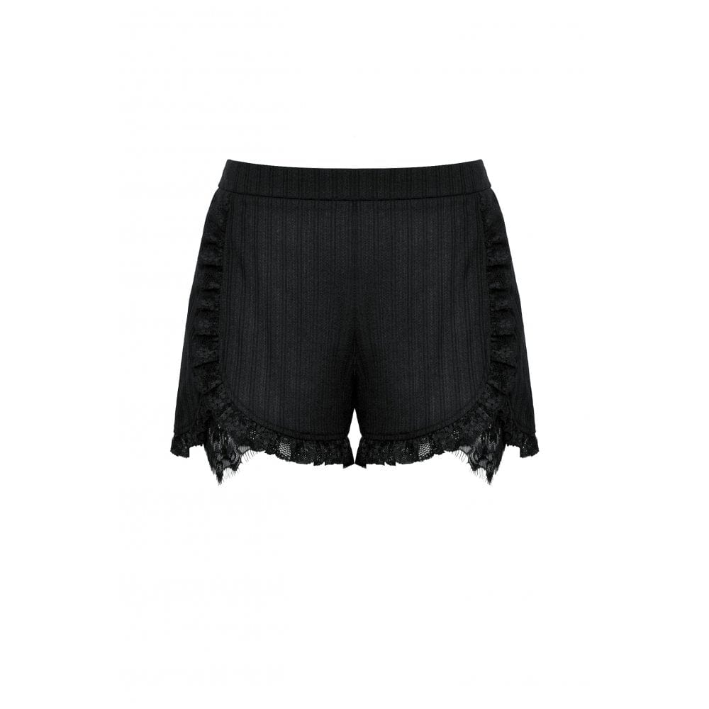 Darkinlove Women's Gothic Ruffled Lace Splice Shorts