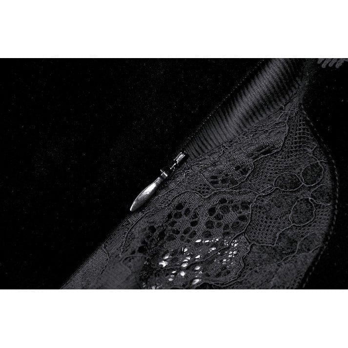 Darkinlove Women's Gothic Ruffled Lace Splice Velvet Corset Slip Dress