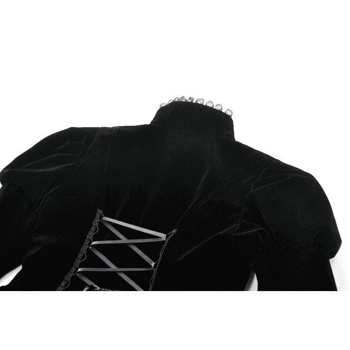 Darkinlove Women's Gothic Ruffled Tiered Hem High Low Puff Sleeved Jacket