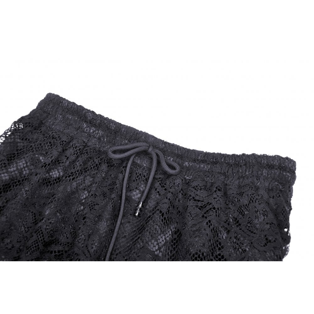 Darkinlove Women's Gothic Ruffles Lace Maxi Skirt