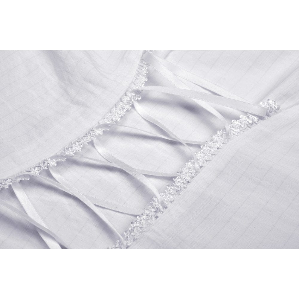 Darkinlove Women's Gothic Ruffles Short Puff Sleeved Shirt White