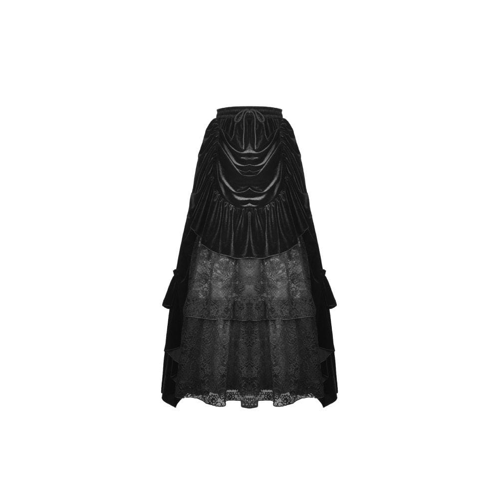 Darkinlove Women's Gothic Ruffles Velet Lace Skirts