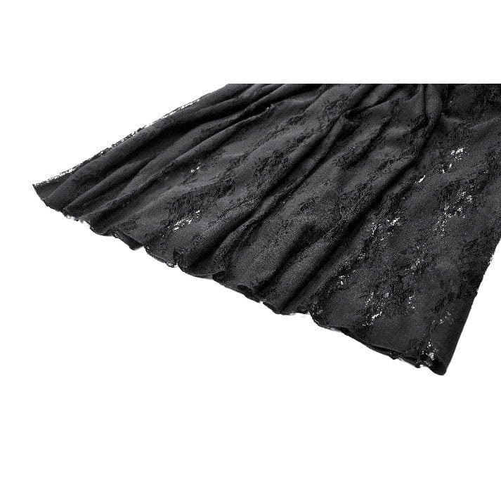 Darkinlove Women's Gothic Ruffles Velvet Sheer Lace Maxi Skirt