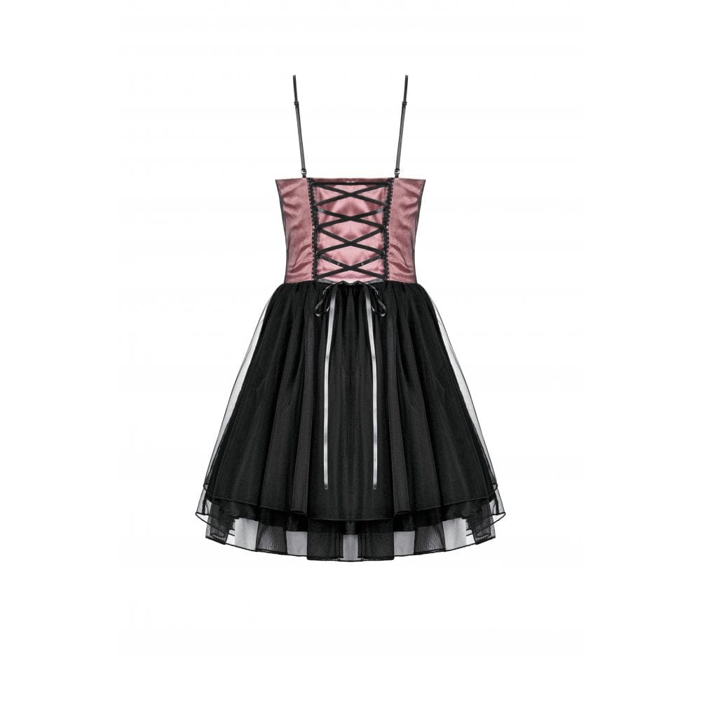 Darkinlove Women's Gothic Satin Multilayered Slip Dress