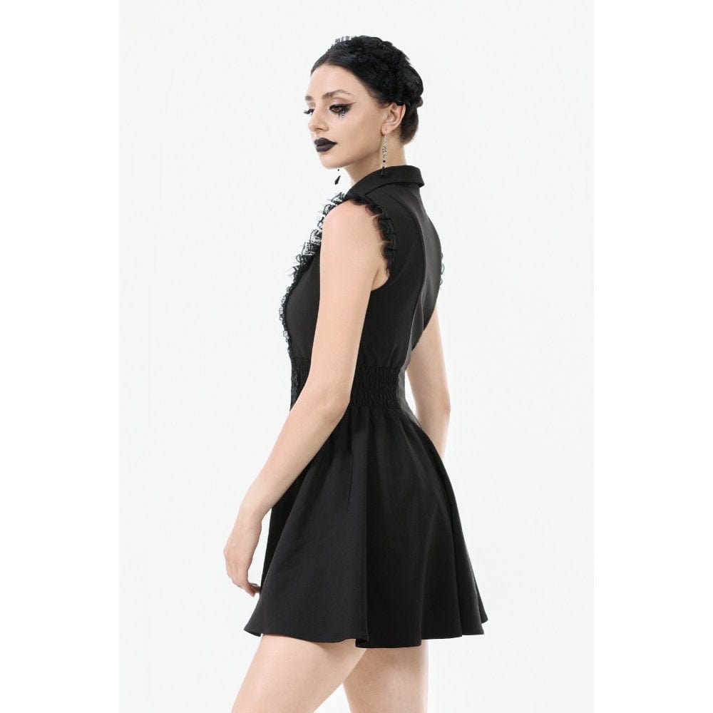 Darkinlove Women's Gothic Sleeveless Button-Front Dress