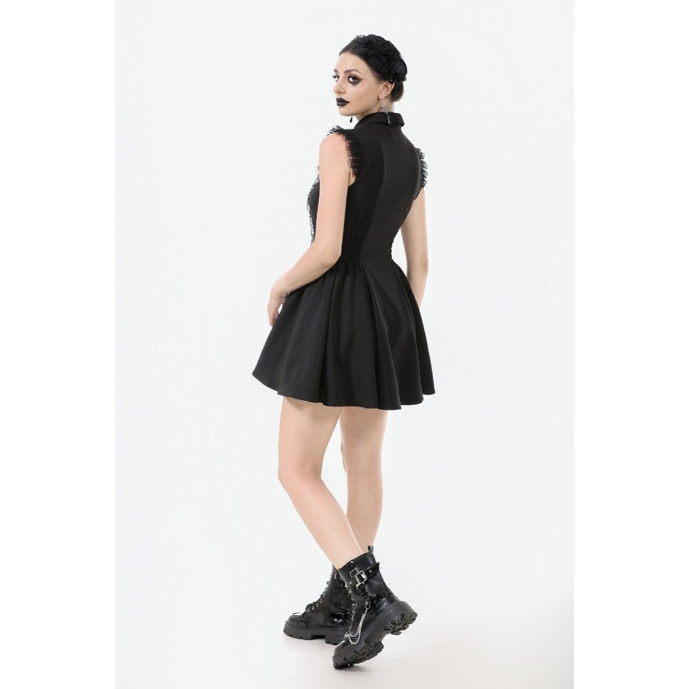 Darkinlove Women's Gothic Sleeveless Button-Front Dress
