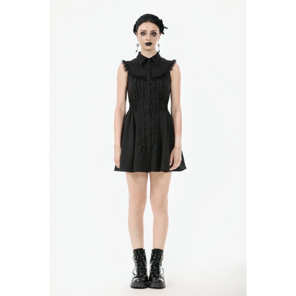 Darkinlove Women's Gothic Sleeveless Button-Front Dress