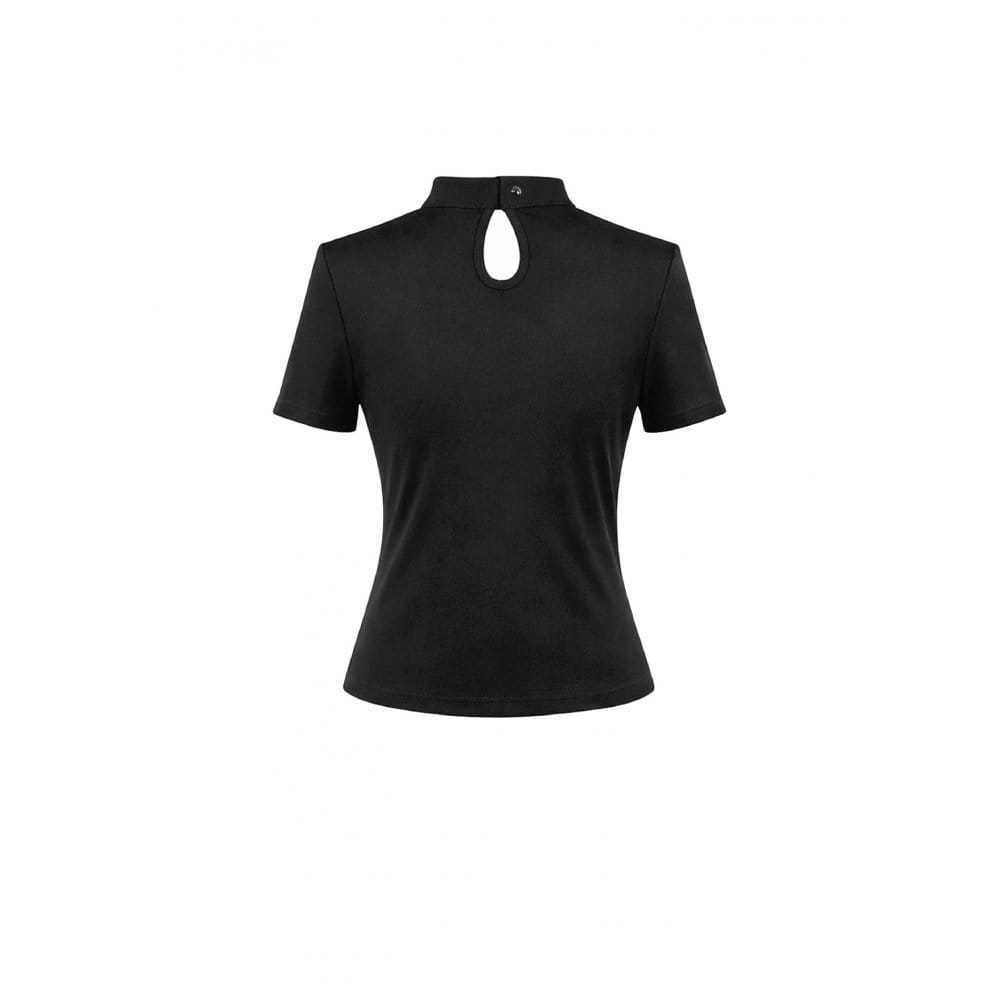 Darkinlove Women's Gothic Spider Cobweb Short Sleeve Top