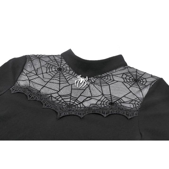 Darkinlove Women's Gothic Spider Cobweb Short Sleeve Top